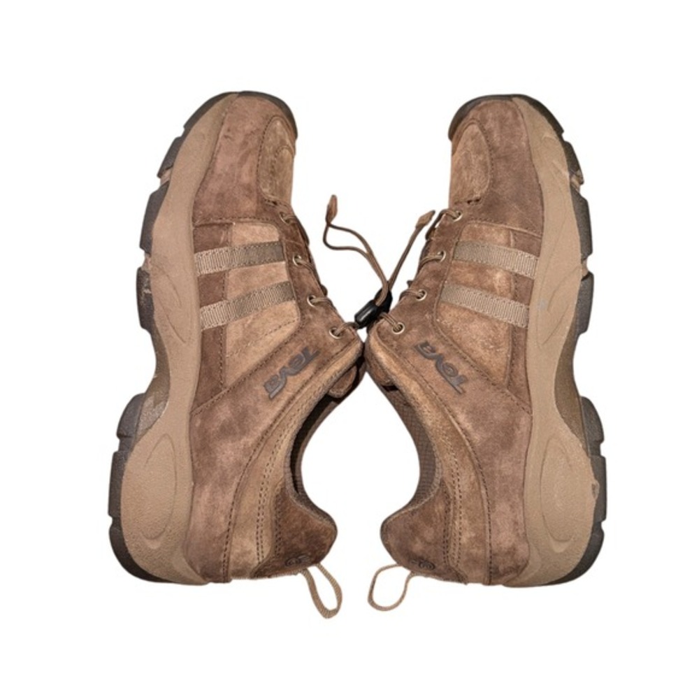 Teva 6050 Hiking Shoes Womens 4.5 Sneakers Brown Suede Bungee Lace Low Top Trail